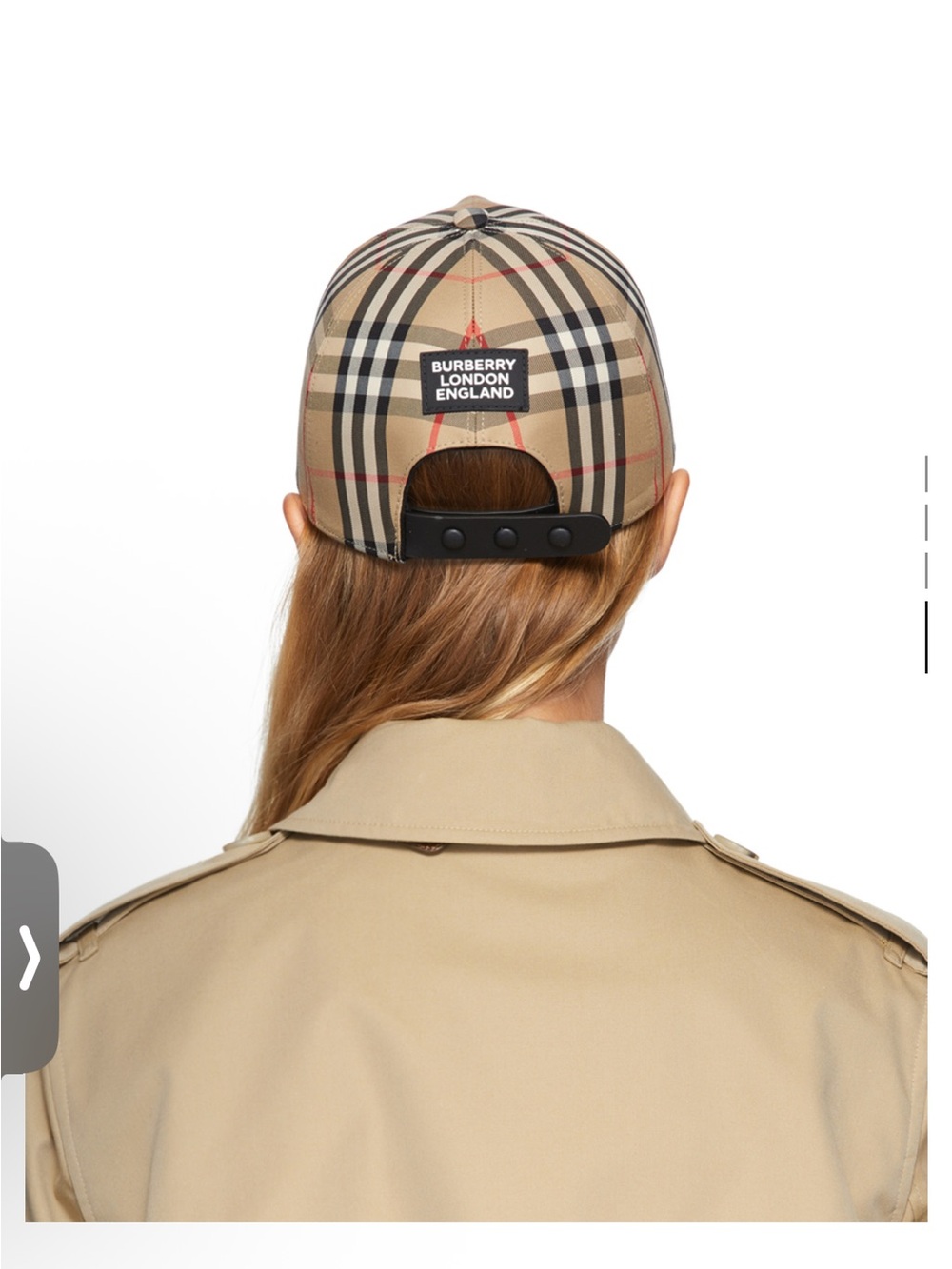 Burberry Beige Heritage Check Baseball Cap - Picture 3 of 7